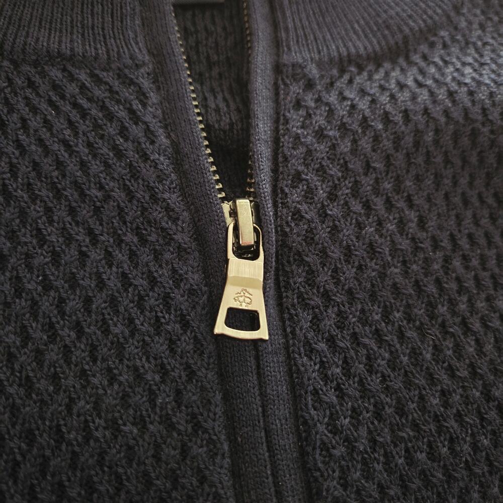 Brooks Brothers Navy Blue Extra Fine Merino Wool 1/4 Zip Waffle Knit Sweater XL - Picture 5 of 8
